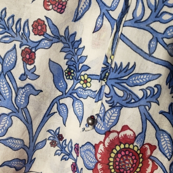 NEW Point Sur J.Crew Ruffle Block Print Tank Top 00 White Maroon Blue Blouse NWT - Picture 5 of 9